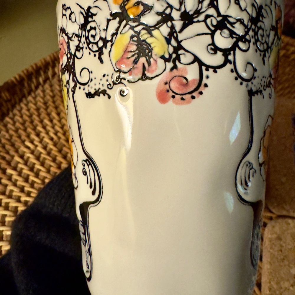 Day of Dead Skeleton with flowers ceramic mug, 4.5” high - Picture 3 of 5